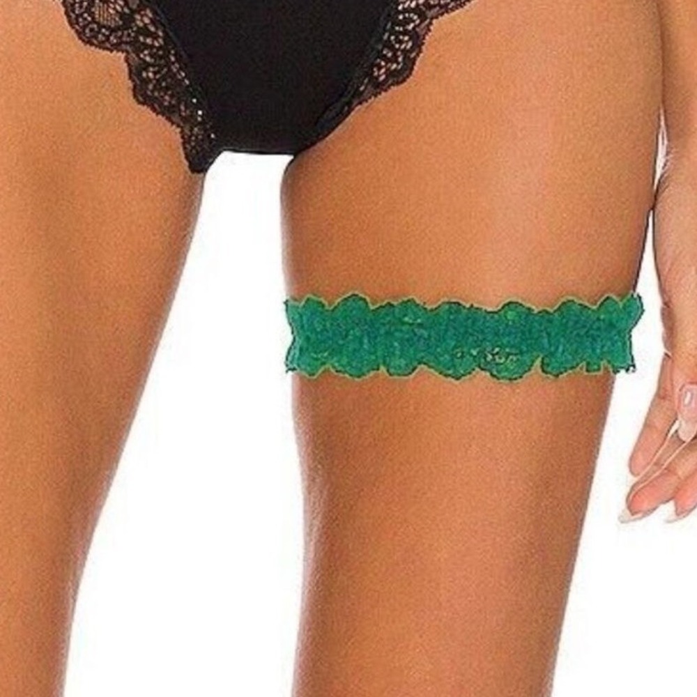 FREE PEOPLE WE ARE HAH One & Done Garter Headband Scrunchie Emerald Green New
